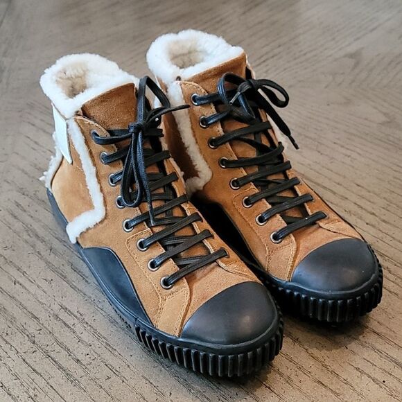 Balenciaga size 38 or 8 shearling fur suede Hightop sneaker HOsT PiCk🤎 - Picture 8 of 11